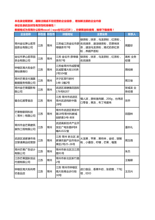 2020新版江苏省常州芒果工商企业公司名录名单黄页大全12家