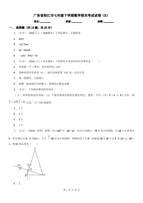 广东省阳江市七年级下学期数学期末考试试卷(B)