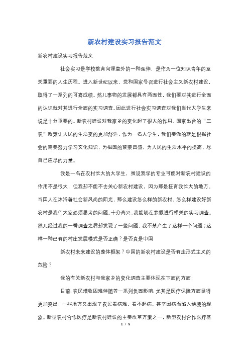 新农村建设实习报告范文