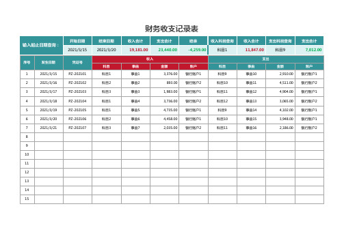 财务收支记录表