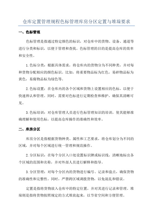 仓库定置管理规程色标管理库房分区定置与堆垛要求