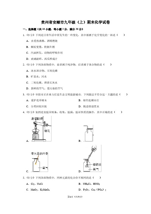 贵州省安顺市九年级(上)期末化学试卷 (2)