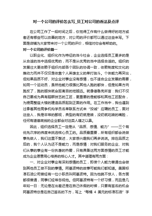 对一个公司的评价怎么写_员工对公司的看法及点评