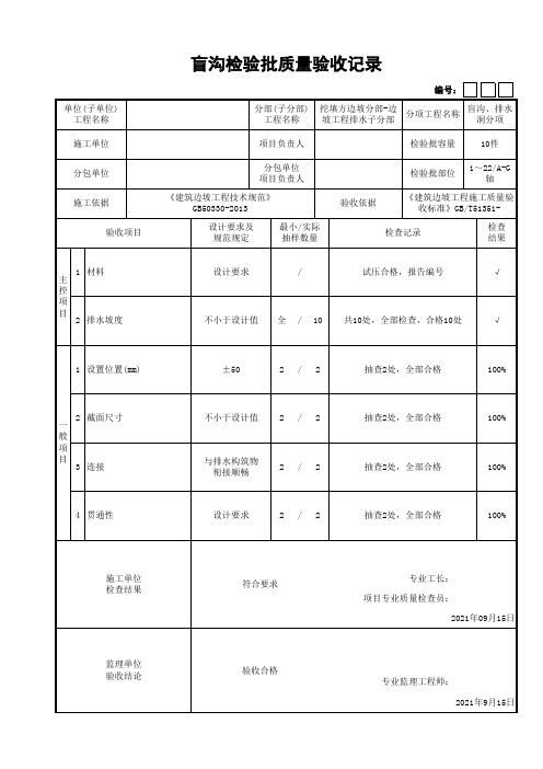 盲沟检验批质量验收记录(最新工程模板)