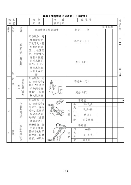 上田敏肢体功能评定表