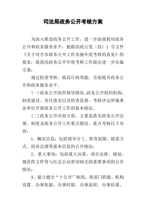 司法局政务公开考核方案