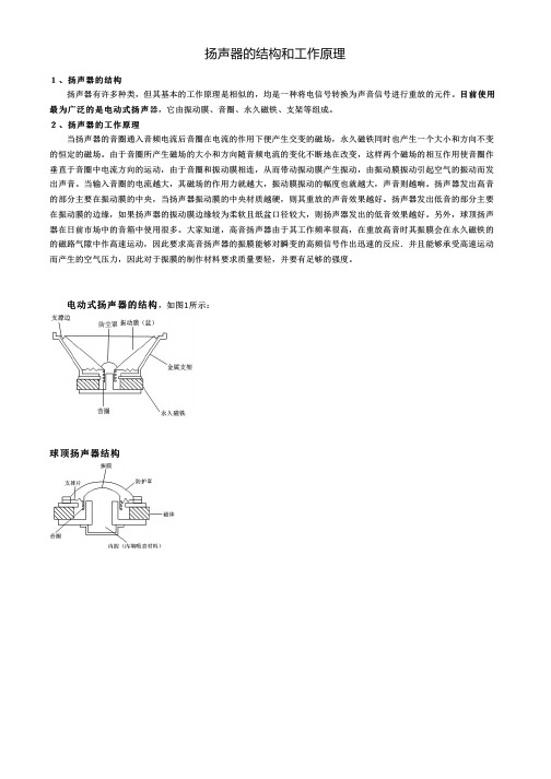 扬声器的结构和工作原理