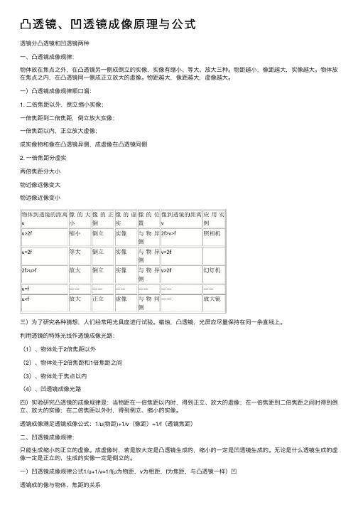 凸透镜、凹透镜成像原理与公式