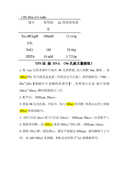 水稻基因组DNA提取方法