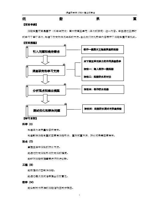 《浮力的研究》——纸船承重