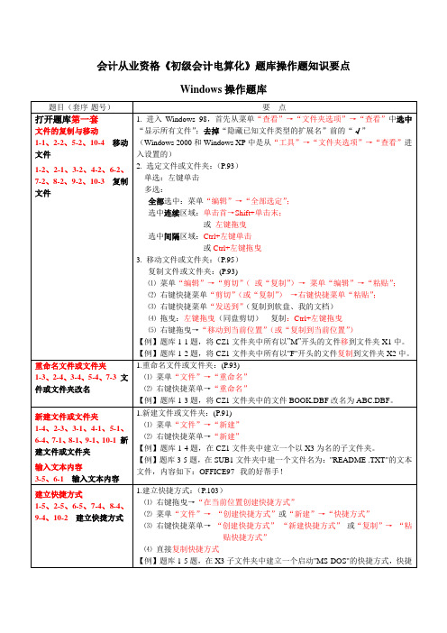 会计电算化操作题要点