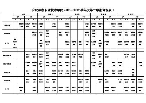 学院0809学年第二学期课程表doc-合肥滨湖职业技术学.doc