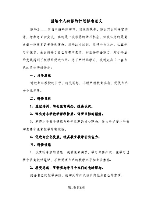 国培个人研修的计划标准范文(三篇)