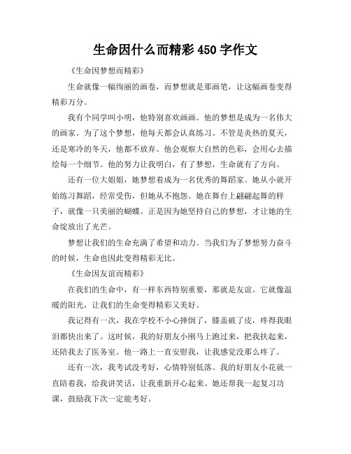 生命因什么而精彩450字作文