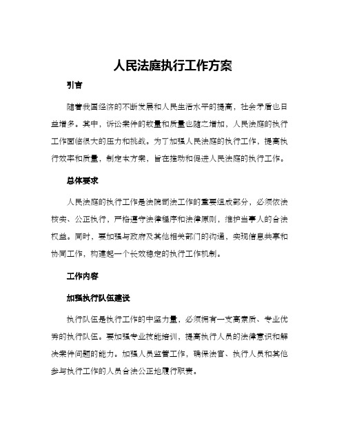 人民法庭执行工作方案