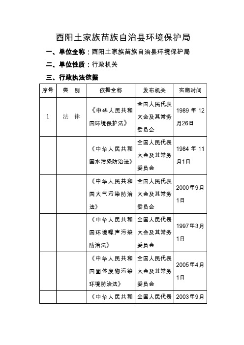 酉阳土家族苗族自治县环境保护局