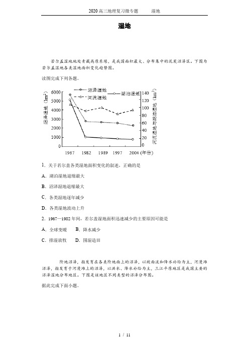 2020高三地理复习微专题      湿地