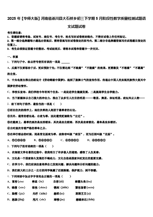 2025年【华师大版】河南省淅川县大石桥乡初三下学期5月阶段性教学质量检测试题语文试题试卷含解析