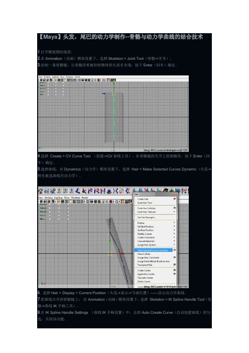【Maya】头发,尾巴的动力学制作--骨骼与动力学曲线的结合技术