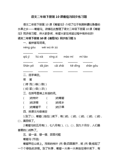 语文二年级下册第10课葡萄沟同步练习题