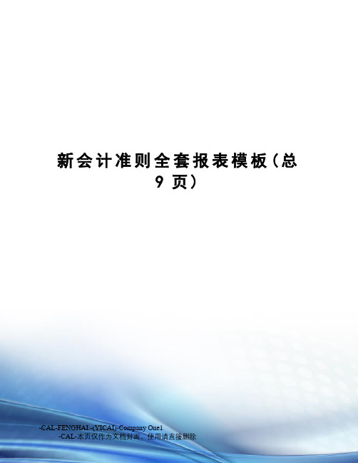 新会计准则全套报表模板