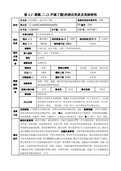 2,2'-偶氮-二-(2-甲基丁腈)-理化性质及危险特性表