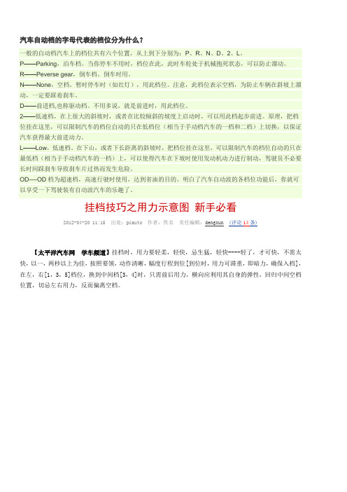 汽车自动档的字母代表的档位分为什么