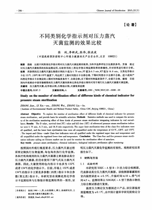 不同类别化学指示剂对压力蒸汽灭菌监测的效果研究