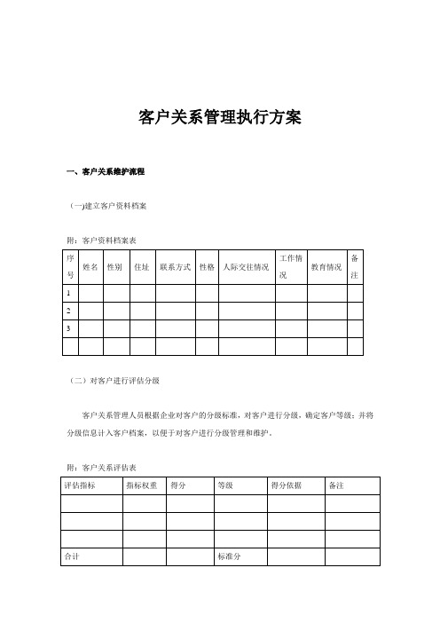 客户关系管理执行方案