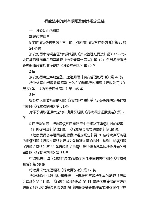 行政法中的所有期限及例外规定总结