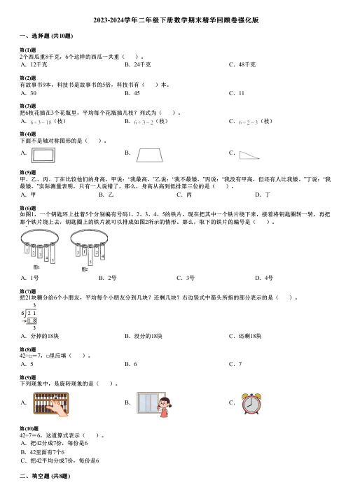 2023-2024学年二年级下册数学期末精华回顾卷强化版