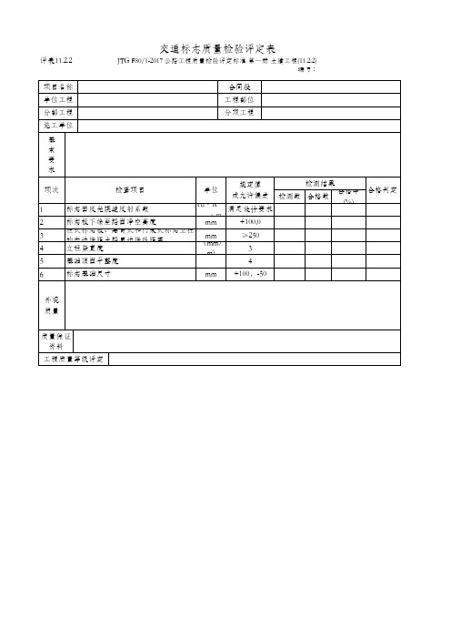 11.2.2 交通标志质量检验评定表