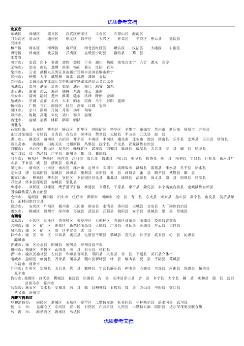 【参考借鉴】全国省、地级市(市辖市)、县级市(县)列表.doc
