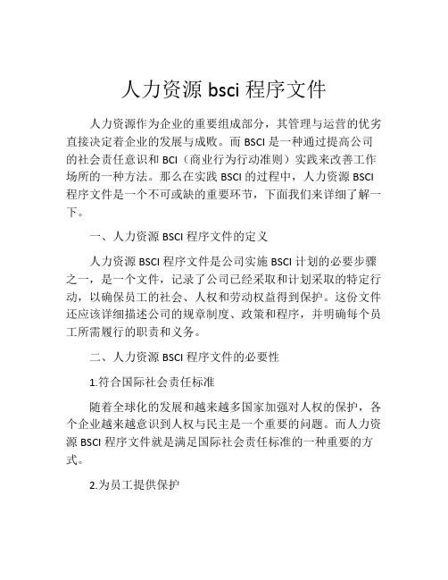 人力资源BSCI程序文件