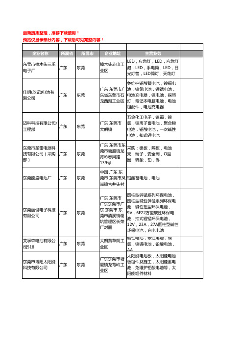 新版广东省东莞铅酸电池工商企业公司商家名录名单联系方式大全97家