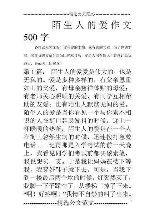 陌生人的爱作文500字