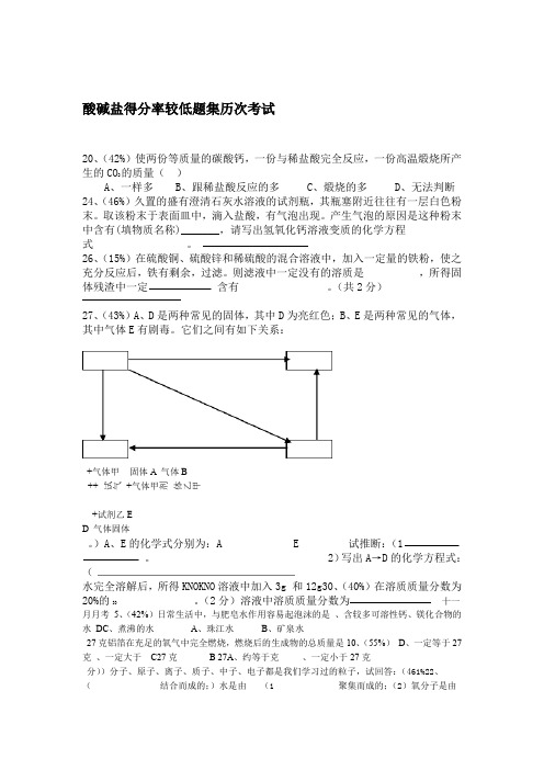 最全最完整初三化学酸碱盐易错题集