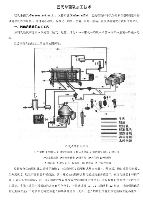 食品机械与设备巴氏杀菌乳加工工艺