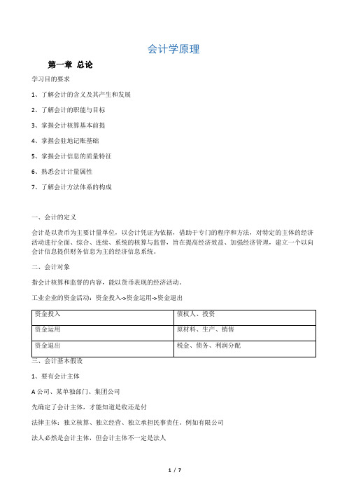 会计学原理-会计科目分类及示例