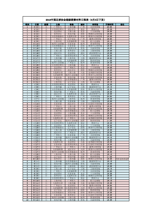 2013中国足球协会超级联赛对阵日程表