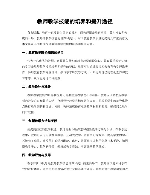 教师教学技能的培养和提升途径