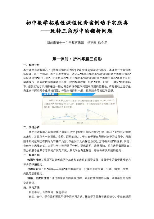 初中数学拓展性课程优秀案例动手实践类