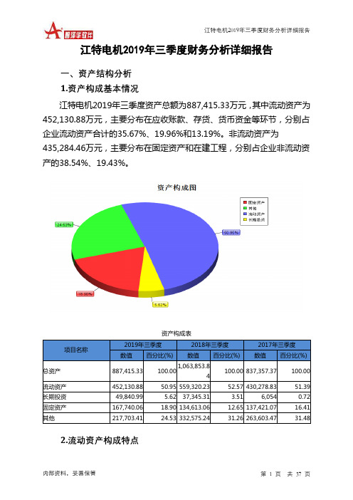 江特电机2019年三季度财务分析详细报告