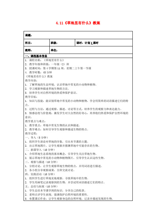 4.11《草地里有什么》教案