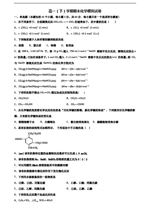 2023届上海市崇明县新高考高一化学下学期期末达标测试试题