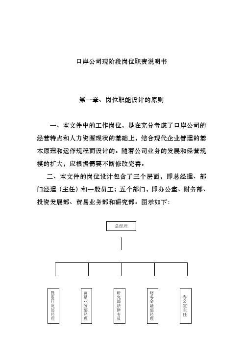 某公司各工作岗位职责说明书