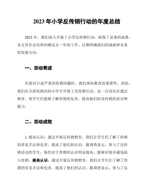 2023年小学反传销行动的年度总结