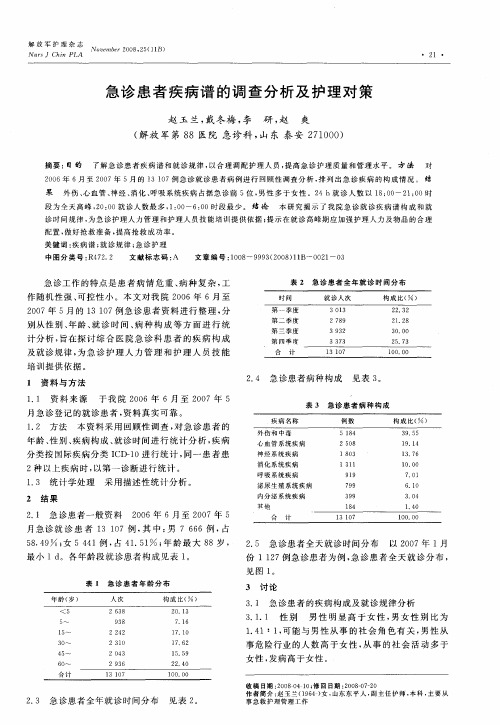 急诊患者疾病谱的调查分析及护理对策