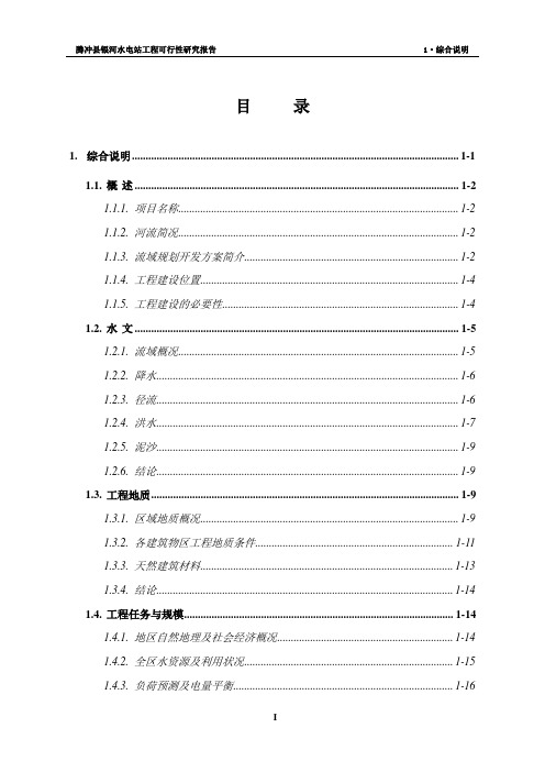 水电站工程建设项目可行性研究报告