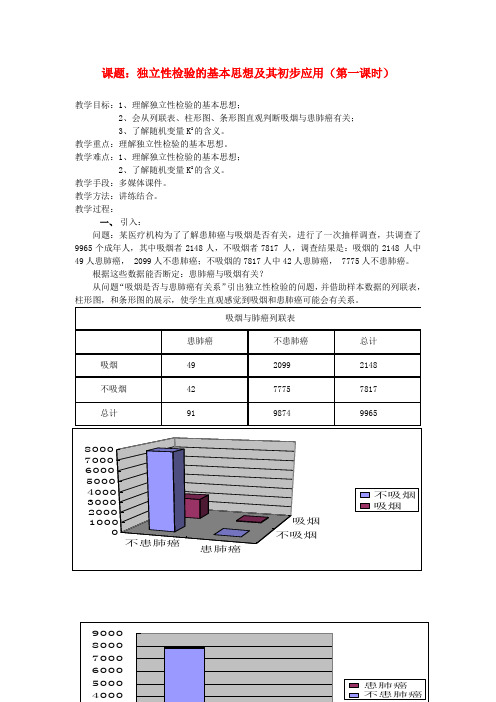 高中数学《独立性检验的基本思想及其初步应用》 教案2 新人教A版选修1-2